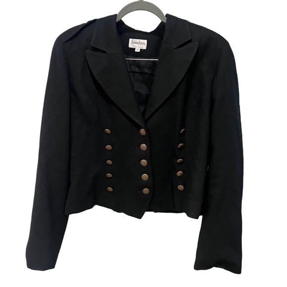 Vintage Neiman Marcus Wool Military Blazer Size 14 - Picture 1 of 8